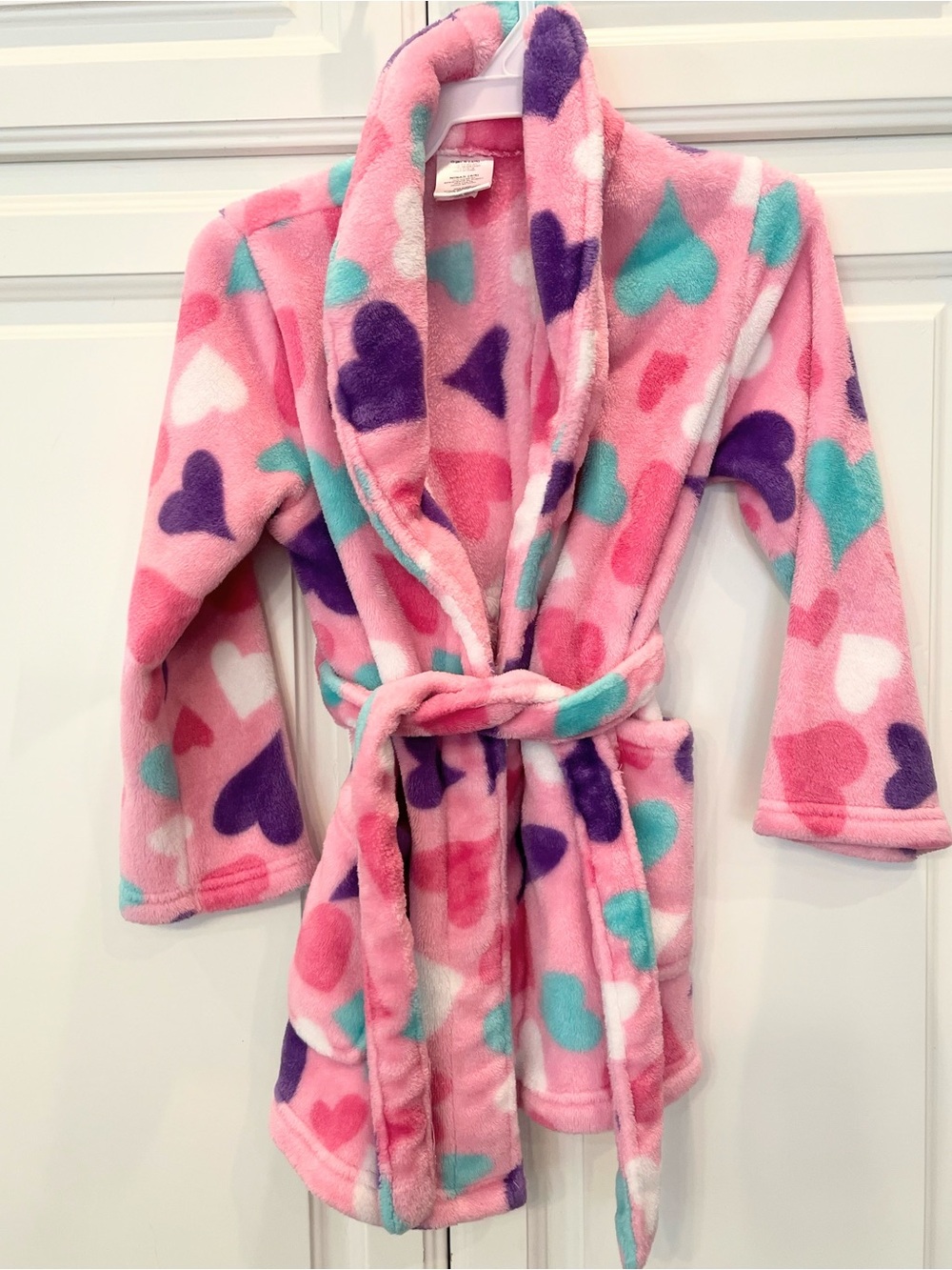 Girl’s Big Hearts Fleece Robe - Size 4/5